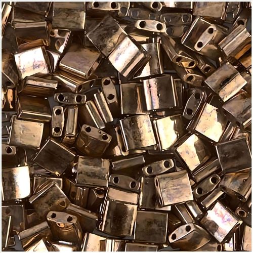 Miyuki Tila Beads 5mm 2-hole Square Metallic Dark Bronze 7.2GM
