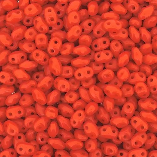MiniDuo Two-hole Beads 4x2mm Opaque Coral Red 8GM