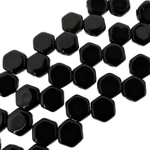Honeycomb Beads 2-Hole Glass 6mm 30pcs Jet Black