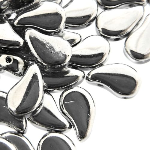 Paisley Duo Beads Czech Glass 8x5mm 10GM Full Labrador Silver