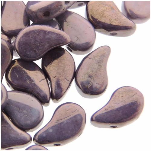 Paisley Duo Beads Czech Glass 8x5mm 10GM Chalk Purple Vega