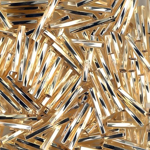 Miyuki Twisted Bugle Beads, 2x12mm, 13GM Silver Lined Gold