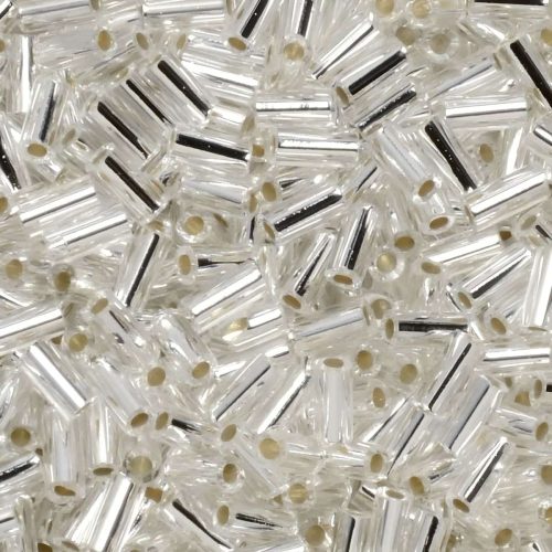 Miyuki Bugle Beads Size #1, 3mm 19.5GM Silver Lined Crystal