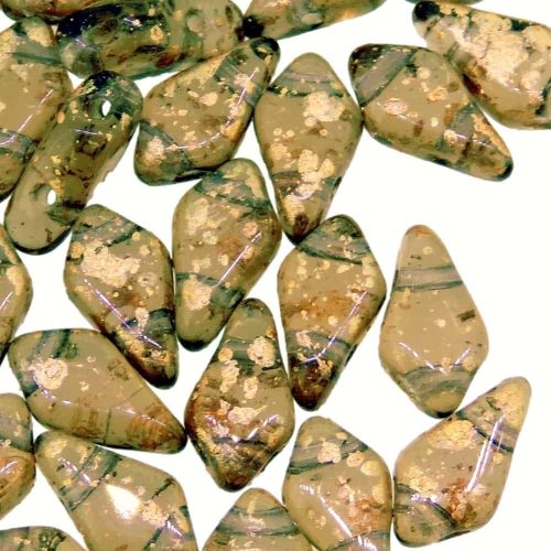Kite Beads 2-Hole 9x5mm 9GM - Gold Splash Smoke Topaz