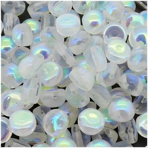 Cabochon Beads 2-Hole 6mm 20pcs - Crystal Full AB