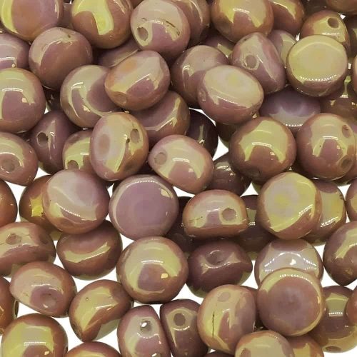 Cabochon Beads 2-Hole 6mm 20pcs - Red Luster