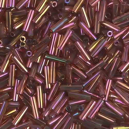 Miyuki Bugle Beads Size #2, 6mm, 17GM Dark Topaz Rainbow Gold