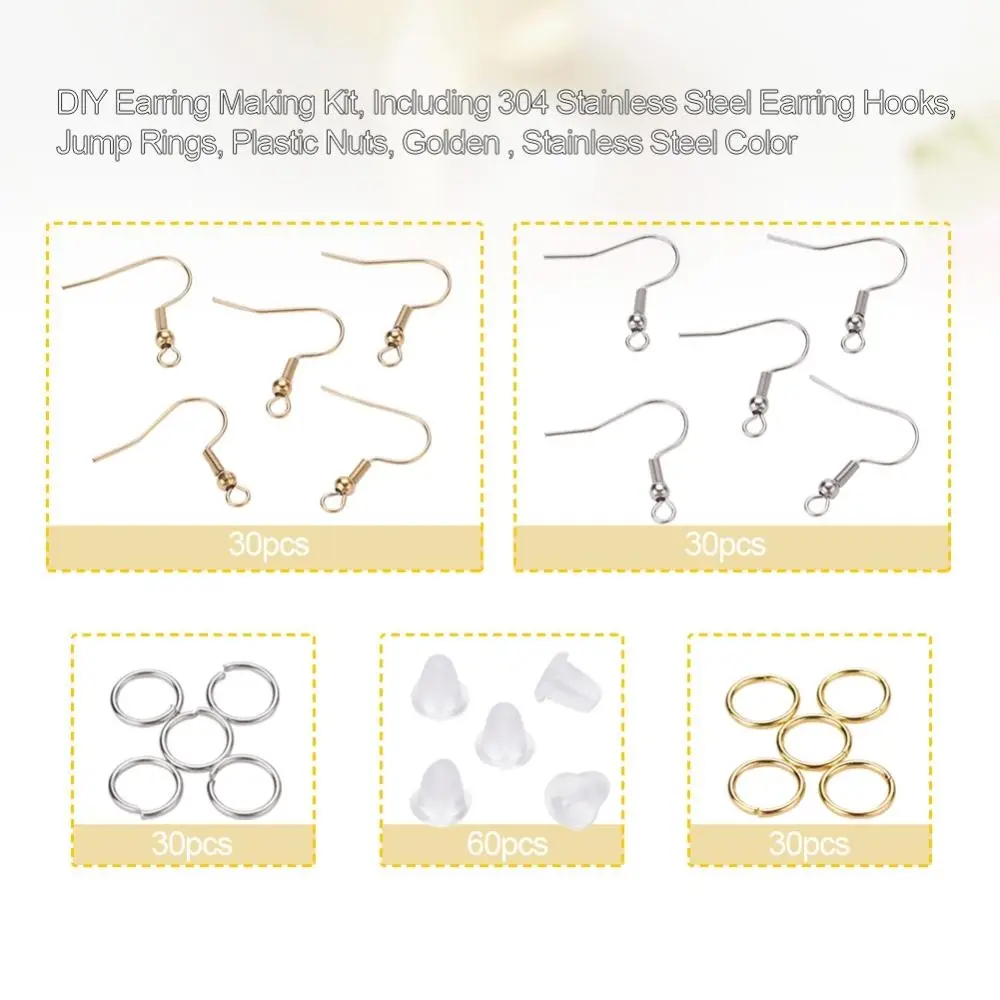 Earring Making Set / Kit , Stainless Steel Findings, 108pcs/box - Image 3