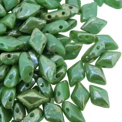 GemDuo Beads 2-Hole 8x5mm 10GM - Turquoise Green Rembrandt