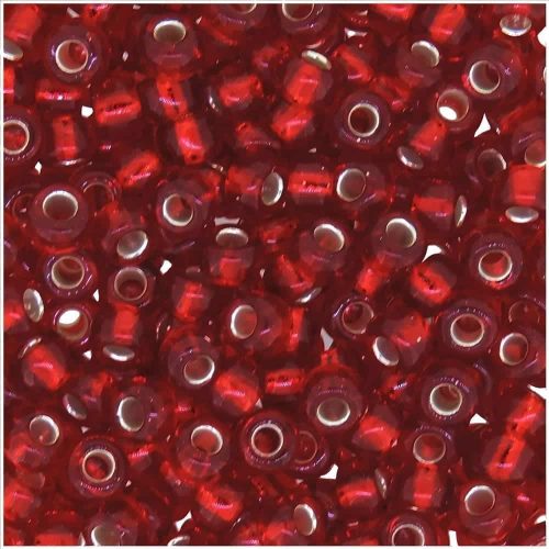 Miyuki Round Seed Beads 6/0 Silver Lined Ruby Red BULK 50GM 6-141S