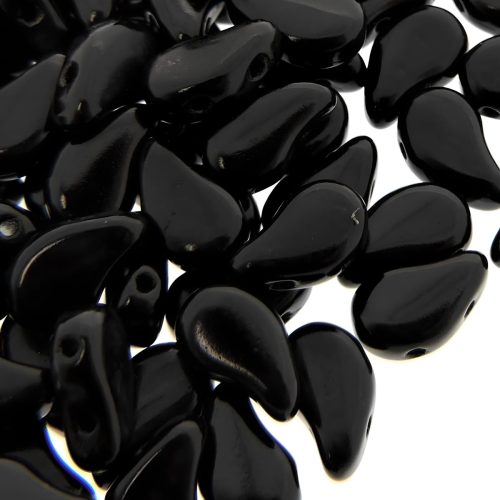 Paisley Duo Beads Czech Glass 8x5mm 10GM Jet Black