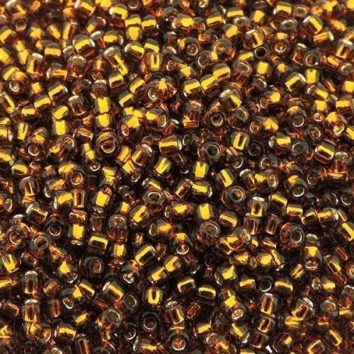 Seed Beads Round Size 11/0 28GM Silver Lined Smoked Topaz