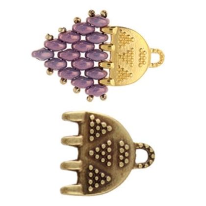 Cymbal Bead End Vori IV 2pcs for SuperDuo Beads Antique Brass