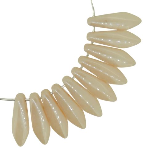 Dagger Beads 2-Hole 5x16mm Chalk Champagne Luster 25pcs