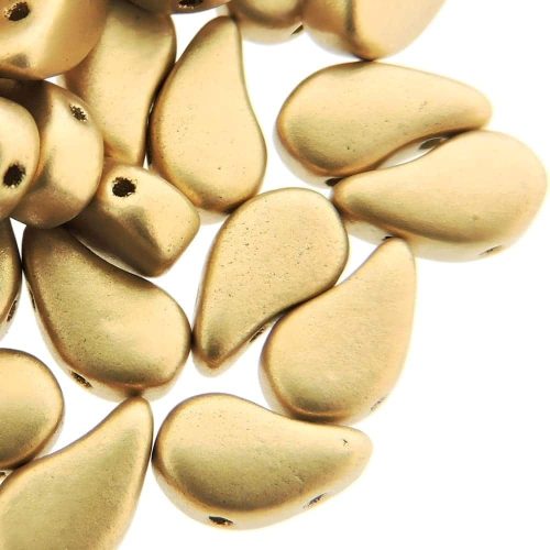 Czech Paisley Duo Beads 8x5mm 10GM Pale Gold