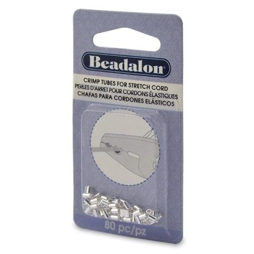 Crimp Tubes For 0.8mm Stretch Cord, Silver Plated 80pcs