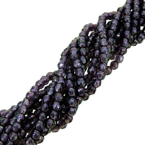 Fire Polished Faceted 2mm Round Beads 50pcs - Luster Tanzanite