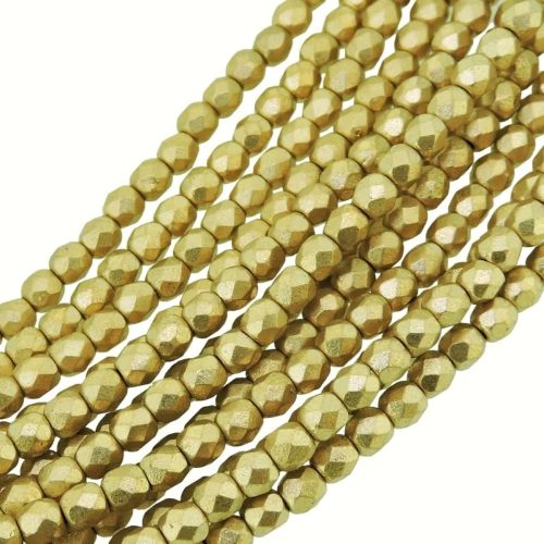 Fire Polished Faceted 3mm Round Beads 50pcs - Aztec Gold
