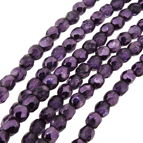 Fire Polished Faceted 3mm Round Beads 50pcs - Metallic Ice Amy