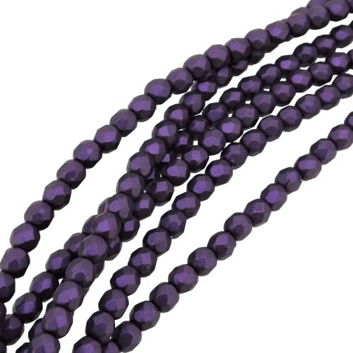 Fire Polished Faceted 3mm Round Beads 50pcs - Pastel Bordeaux