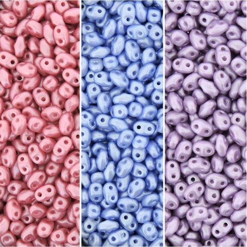 Czech MiniDuo Two-hole Beads 4x2mm Light Pastel Combo