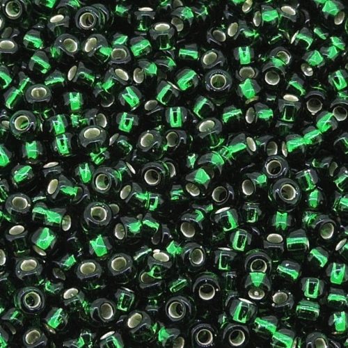 Miyuki Round Seed Beads Size 11/0 Silver Lined Dark Emerald 24GM