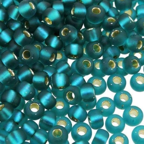 Miyuki Round Seed Beads 6/0 Matte Silver Lined Teal Green 20GM