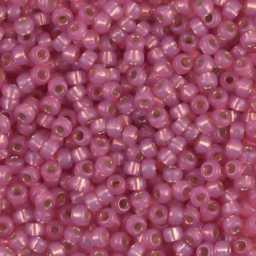 Miyuki Round Seed Beads Size 8/0 Silver Lined Dk Rose Alabaster