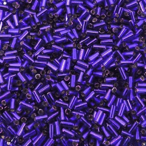 Miyuki Bugle Beads Size #1, 3mm Silver Lined Violet 19.5GM
