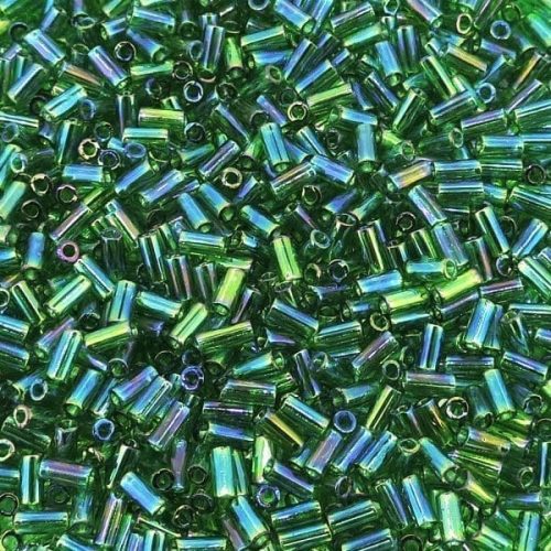 Miyuki Bugle Beads Size #1, 3mm 19.5GM Green AB