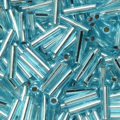 Miyuki Bugle Beads Size #2, 6mm, 17GM Silver Lined Light Blue