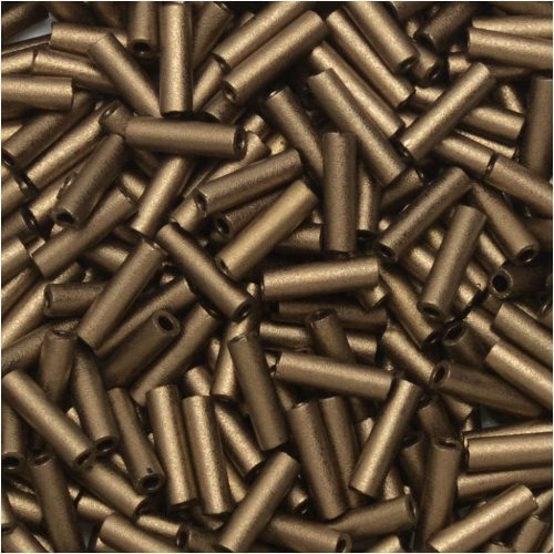 Miyuki Bugle Beads Size #2, 6mm, 17GM Matte Mtlc Dk Bronze