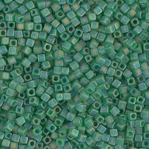 Miyuki Square Seed Beads 1.8mm, Matte Green AB 8.2GM