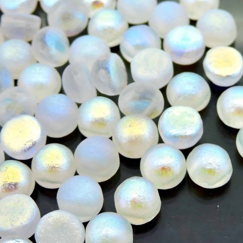 Cabochon Beads 2-Hole 6mm 20pcs - Crystal Eched AB Full