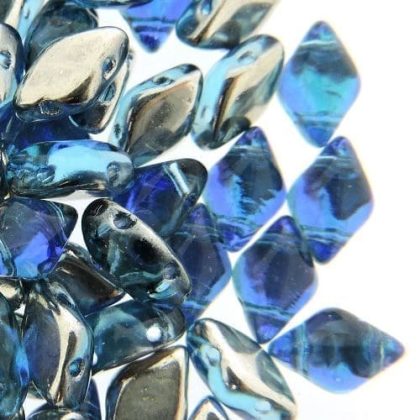 GemDUO 2-Hole beads 8x5mm 10GM - Backlit  Aqua / Pink