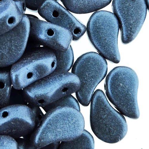 Czech Paisley Duo Beads 8x5mm 10GM Metallic Suede Blue