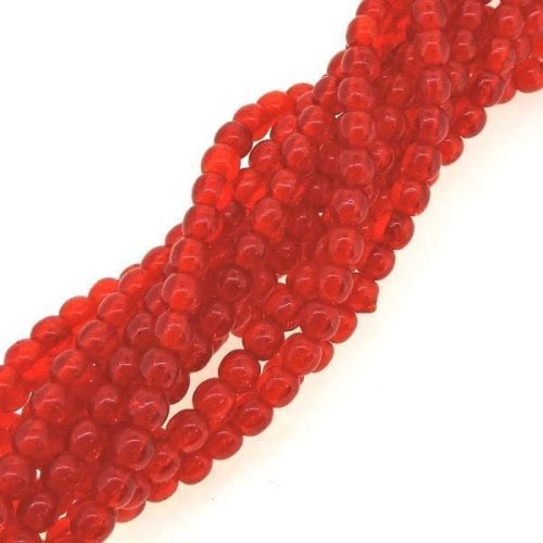 Czech Round Druk Beads 4mm - Lt Siam Ruby 100pcs