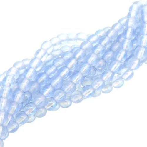 Czech Round Druk Beads 4mm - Luster Iris Lt Sapphire Appx 100pcs