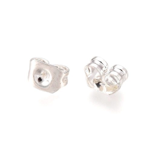 Stainless Steel Ear Nuts, Earring Backs, Silver, 5x3.5mm 20pcs