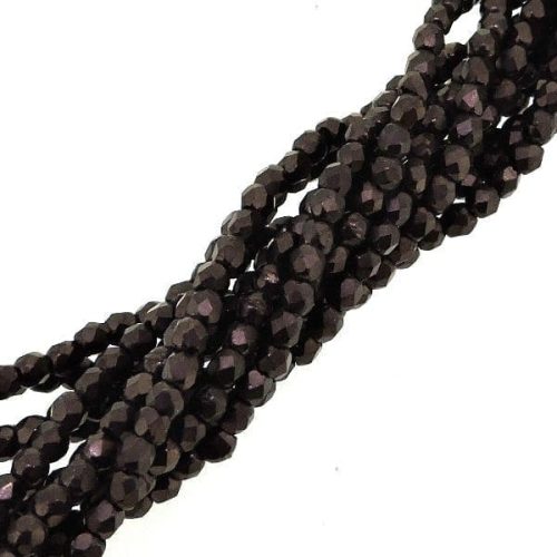 Fire Polished Faceted 2mm Round Beads 50pcs - Matte Bronze