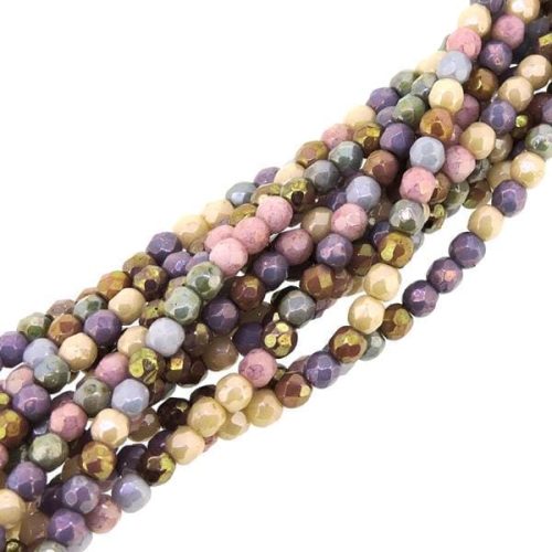 Fire Polished Faceted 3mm Round Beads 50pcs - Opq Luster Mix