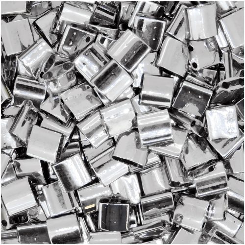 Miyuki Tila Beads 5mm 2-Hole Square Full Labrador Silver 7.2GM