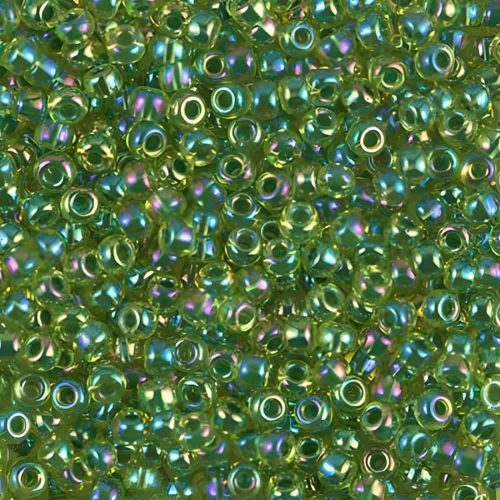 Miyuki Round Seed Beads Size 8/0 Green Lined Chartreuse 22GM