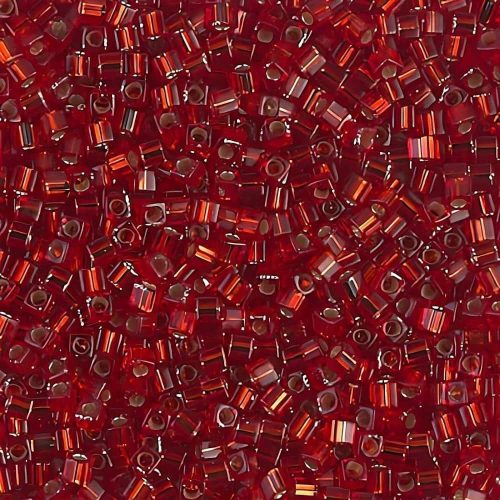 Miyuki Square Seed Beads 1.8mm, Silver Lined Ruby 8.2GM