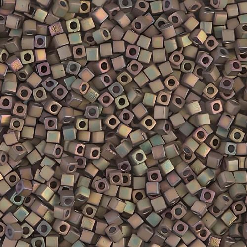 Miyuki Square Seed Beads 1.8mm, Matte Metallic Khaki Iris 8.2GM
