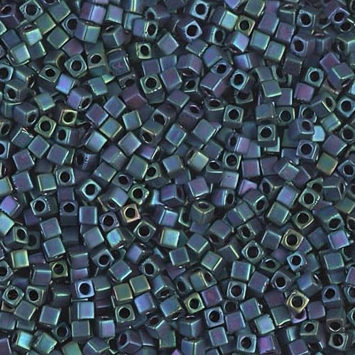 Miyuki Square Seed Beads 1.8mm, Matte Mtlc Blue Green Iris 8.2GM