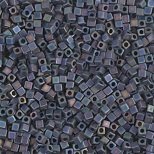 Miyuki Square Seed Beads 1.8mm, Matte Black AB 8.2GM