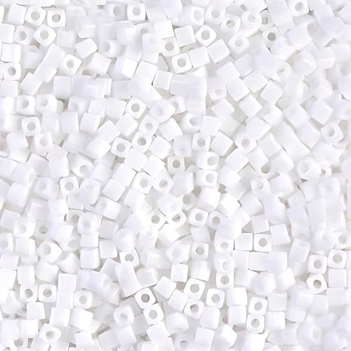 Miyuki Square Seed Beads 1.8mm, Opaque White 8.2GM