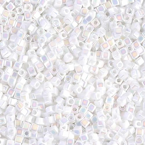 Miyuki Square Seed Beads 1.8mm, White Pearl AB 8.2GM