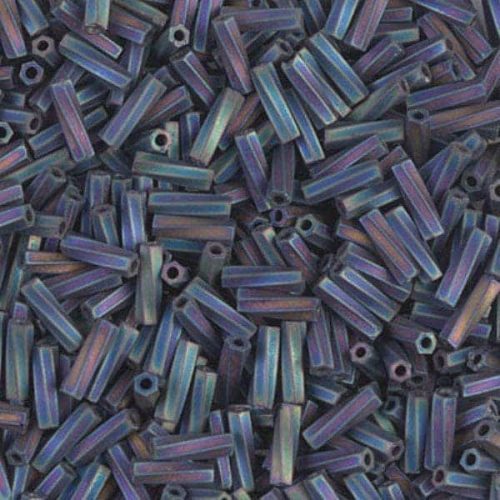 Miyuki Twisted Bugle Beads 6mm 17.5GM Matte Black AB